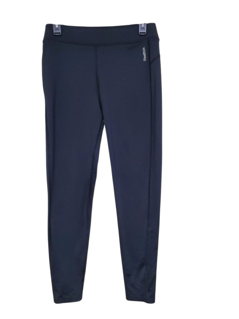 Reebok PlayDry Women's Solid Black Pull On Athletic Work Out Leggings Size US L